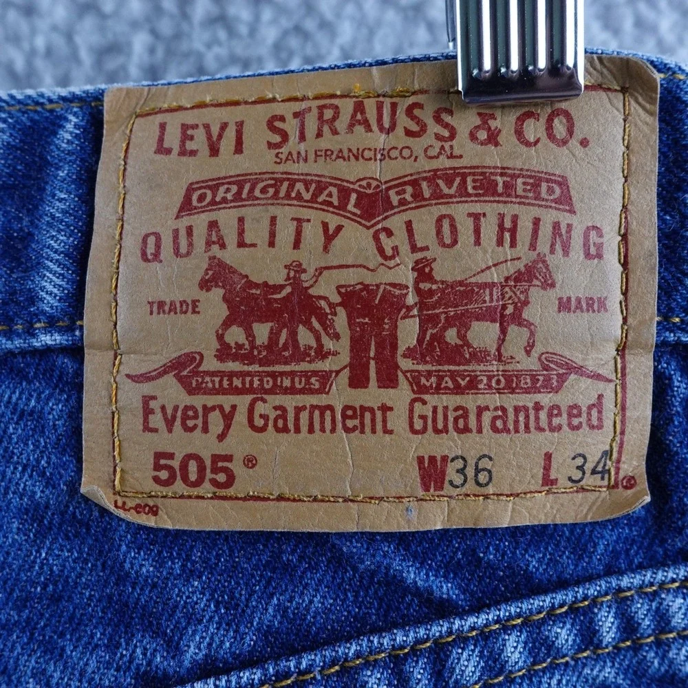 Vintage Levi Strauss Co 505 Regular‎ Fit Straight Leg Mens Jeans 36x34 Dark Wash